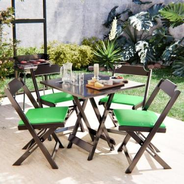 Imagem de Mesa De Jantar 70x70 Dobrável Bistrô Para Barzinho Com 4 Cadeiras - Mo