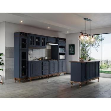 Imagem de Cozinha Modulada Completa de Madeira Hannover - M502 - Linz, Laca - Az