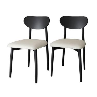 Imagem de Kit 2 Cadeiras Gala Madeira Maçica - Alt 86 cm x L 44 cm x P 56 cm Ébano/Off White