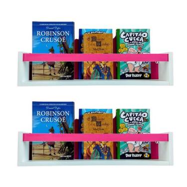 Imagem de Kit 2 Prateleiras de Livros Criança Nicho de Parede Livreiro Colorido 