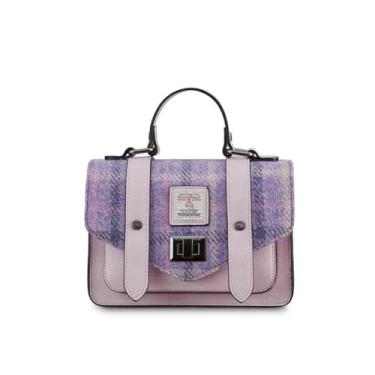 Imagem de Islander Mini bolsa Harris Tweed, bolsa feminina, aba e couro de microfibra, Violet Mini Dogtooth, Mini
