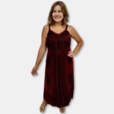 Imagem de Vestido Indiano Midi Alças Liso com Bordados 802 - Sarat Moda Indiana,