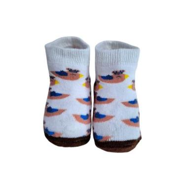 Imagem de Meia baby ant 0-15 marrom e branco passaro  ref - 01056054 - LEKE  MEI