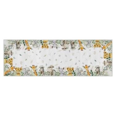 Imagem de Artoid Mode Animais Elefante Girafa Tapete de Corredor de Chá de Bebê Decoração de Casa Baixo Perfil Antiderrapante Lavável Tapete para Banheiro, Cozinha, Entrada, Quarto, Sala de Estar, Lavanderia,