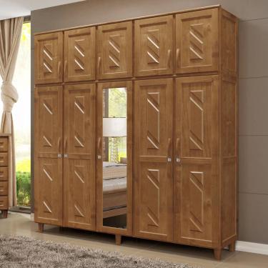Imagem de Guarda-Roupa Casal 10 Portas 3 Gavetas Internas com Espelho Grécia em Madeira Imbuia - Cavazotto