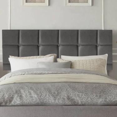 Imagem de Painel Estofada Espanha 195cm King Size Para Cama Box Quarto Suede Cinza Escuro Grafite - Ahz Móveis