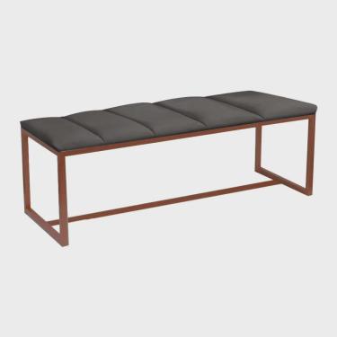 Imagem de Calçadeira Industrial Carla 160cm Queen Size Quarto Box Cama Ferro Bronze Corino Cinza Escuro - Ahz Móveis