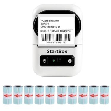Imagem de Impressora de Etiquetas Térmicas Inteligente Térmica Bluetooth Sem Tinta iOS Android Windows Personalize Suas Etiquetas APP Open Label + StartBox (Branco + 10 Bobinas Etiquetas 50x30mm)
