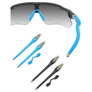 Imagem de HILEEN Hastes de substituição cinza claro para óculos de sol Oakley Radar EV Path Pitch Advancer, Preto + azul celeste, One Size