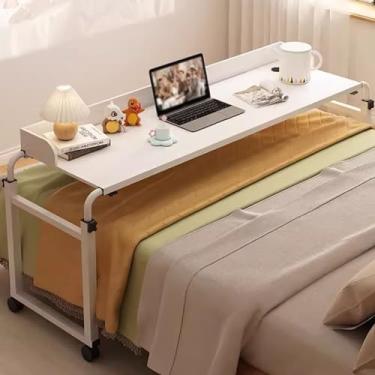 Imagem de Mesa médica com rodinhas para cama, totalmente ajustável, altura e comprimento, bandeja de alimentos, bandeja de mesa médica com rodinhas para sofá, cama lateral, carrinho de laptop, mesa portátil com