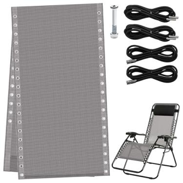 Imagem de COITEK Tecido de substituição para cadeira gravidade zero, 53 cm de largura, pano de reparo de cadeiras reclináveis com gravidade de pátio com 4 peças de cadarços elásticos de substituição, kit de