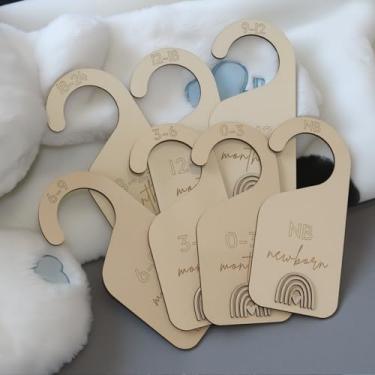 Imagem de Divisórias de armário de bebê, unissex, adorável organizador de roupas de bebê de madeira para berçário, divisórias de idade de recém-nascido a 24 meses (design arco-íris)