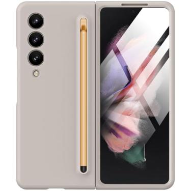 Imagem de Capa protetora à prova de choque para Samsung Galaxy Z Fold 3 com caneta S Pen e protetor de tela integrado, compatível com carregamento sem fio MagSafe, capa protetora à prova de choque para Samsung