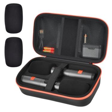 Imagem de Comecase Estojo Para Microfone Sem Fio Jbl Partybox E Sistema De Dois Microfones, Caixa Armazenamento Viagem Com Microfones Karaokê À Prova Choque Capa Espuma Microfone, Comporta 2 Receptores, Adapt
