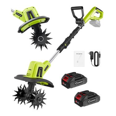 Imagem de Saker Cultivador Elétrico Sem Fio De 22 V, Motocultivador Leve Para Jardinagem, Largura De Cultivo De 23 Cm, Profundidade De 16 Cm Para Preparação Do Solo, Capina E Jardinagem. Duas Baterias Com Ca