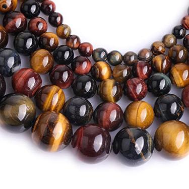 Imagem de GEM-Inside Contas lisas de ágata com cores de olho de tigre 16 mm para fabricação de joias, 38 cm