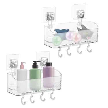 Imagem de Mimoyalaso Pacote com 2 suportes de armazenamento de brinquedos de banho para banheira – organizador de brinquedos de banho de plástico, cesta de armazenamento de banheira sem furos, grande