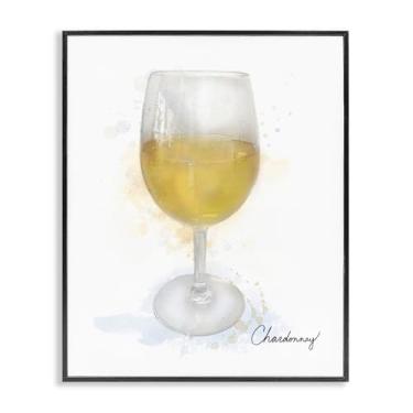 Imagem de Stupell Industries Arte giclée emoldurada moderna Chardonnay em vidro preto, design por Matthew Piotrowicz, 11 x 14