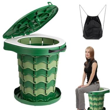 Imagem de Banheiro portátil de acampamento, banheiro externo, Banheiro dobrável portátil, Altura ajustável Potty retrátil para crianças e adultos Banco de acampamento ao ar livre para a da praia de barco viagen