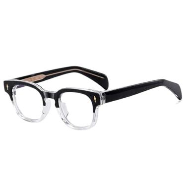 Imagem de HCPIHF Armação de óculos feminina da moda retrô transparente masculina com dobradiça de mola e rebites (tamanho único/4)