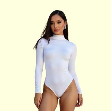 Imagem de Body Feminino Manga Longa Blusa  Adulto Liso Alta Qualidade - Faby Fas