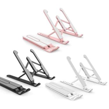 Imagem de Suporte Notebook Ajustável Dobrável Base 6 Níveis Regulagem Mesa Apoio Universal Home Office (Rosa)