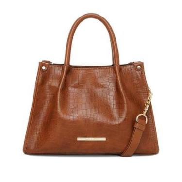 Imagem de Bolsa Feminina Rafitthy Tote Média Textura Croco Marrom-Feminino