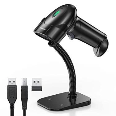 Imagem de Anyeast Scanner de código de barras com suporte, Bluetooth e scanner de código de barras sem fio, scanners de código QR 2D 1D de inventário para POS de computador, leitor de código de barras de imagem