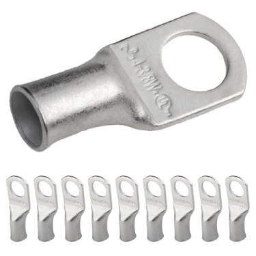 Imagem de Selterm 4 AWG 3/8" (almofada larga) (10 peças.) UL Marine Grade Wire Lugs, pontas do cabo de bateria, ilhós de cobre estanhado, conectores de terminal de anel tubular [B40]