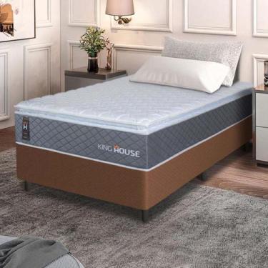 Imagem de Conjunto Box Marrom Argel Cinza Espuma D33 Solteiro 96x203x67 - King H