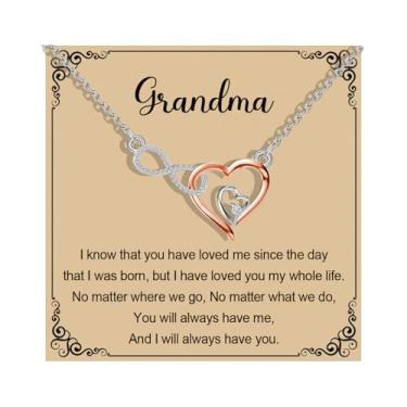 Imagem de MAOFAED Colar de coração infinito para avó, apelidos da vovó, mercadoria do Dia das Mães, Metal, Sem Pedra Preciosa