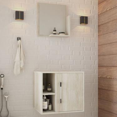 Imagem de Armário de Banheiro Olivia 1 Porta 2 Prateleiras com Espelho Snow - Pnr Móveis