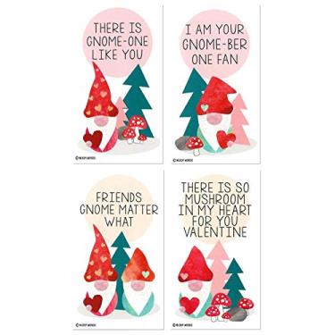 Imagem de Mini gnomo Valentines (cartões tamanho carteira com envelopes pequenos) para o Dia dos Namorados por Nerdy Words (conjunto com 32)