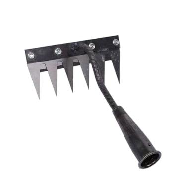 Imagem de Dualoai Ancinho de mão para jardim, remoção de ervas daninhas, ferramenta afiada e resistente para remoção de ervas daninhas, para paisagismo, cultivo de solo, 6 Dentes