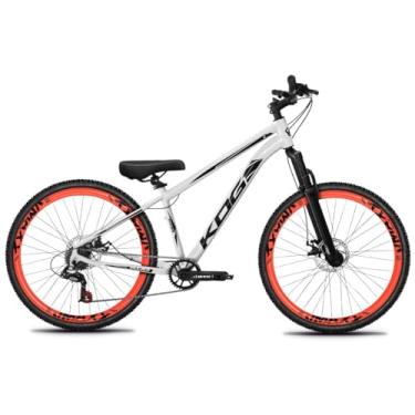 Imagem de Bicicleta Aro 26 KOG 1x7 Freeride – Bike para Grau, Freeride Urbano, Suspensão 80mm, Freios a Disco, 7 Velocidades, Branco, Adesivo Preto,Vmaxx Laranja