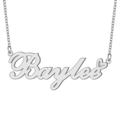 Imagem de Colar com nome personalizado, banhado a ouro 18 quilates, pingente de coração de amor fofo para mulheres e meninas, Metal, aço inoxidável