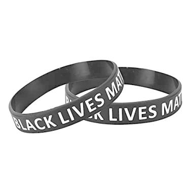Imagem de Fundraising For A Cause | Pulseiras Black Lives Matter – Black Lives Matter (BLM) Pulseiras de silicone para adolescentes e adultos, Silicone