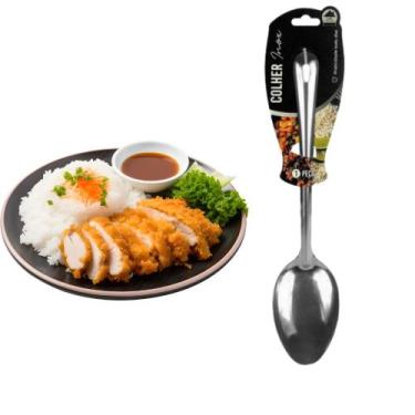 Imagem de Colher de Arroz Premium 32cm Inox Grande Robusta Elegante - Arroz Uten
