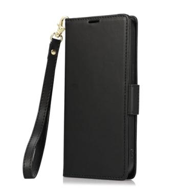 Imagem de LYJSMGZ Capa carteira para iPhone 16E, suporte de cartão flip fólio macio TPU Shell pulseira destacável capa de telefone proteção contra quedas, preta, 16E