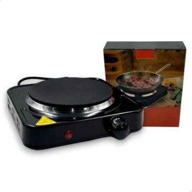 Imagem de Fogão Elétrico Portátil 2 Bocas Cooktop de Mesa Inox com Controle de Temperatura 1000W 2000W(Fogão 1 Boca Preto 220v)