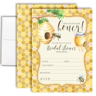 Imagem de Convites para chá de panela She Found Her Honey Bee - 20 5x7 cartões de preenchimento com envelopes - Convites de chá de casamento com tema de abelha rústica por AmandaCreation