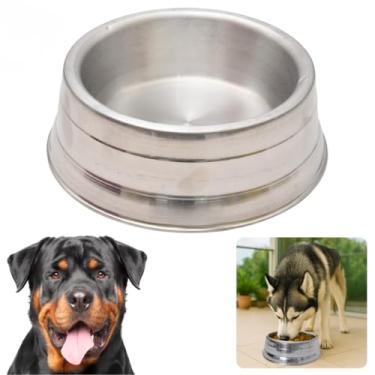 Imagem de Comedouro Pesado Polido de Alumínio Para Cães Pote De Ração Resistente (P)