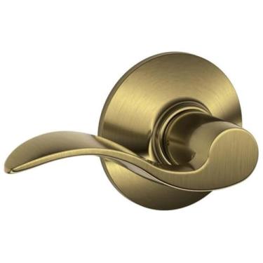 Imagem de Schlage Lock Company Acc 609 Schlage Accent F10 Trava de maçaneta de porta reversível, sólida, antigo, latão - F10 ACC 609