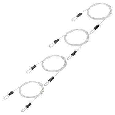 Imagem de PATIKIL Cabo de aço inoxidável revestido de vinil de 3/40.6 cm de diâmetro com laços, 4 peças de corda de fio flexível de 2,1 m (200,7 cm) Cadeado de corrente de segurança para iluminação de palco ao