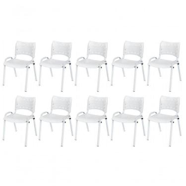 Imagem de Cadeira Iso Base Branco Igreja, Escola, Escritório - Branco Kit 10 Peças