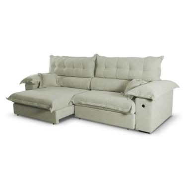 Imagem de Sofá 4 Lugares Retrátil e Reclinável com USB Absoluto Linho Verde