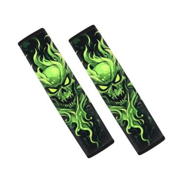 Imagem de Forchrinse Capa de cinto de segurança masculina Skull 2 peças para carro, caminhão, SUV, mochila, bolsa de ombro