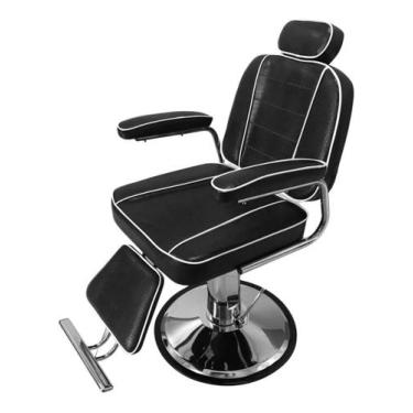 Imagem de Cadeira De Barbeiro E Salão Reclinável Preto Base Redonda - Importway