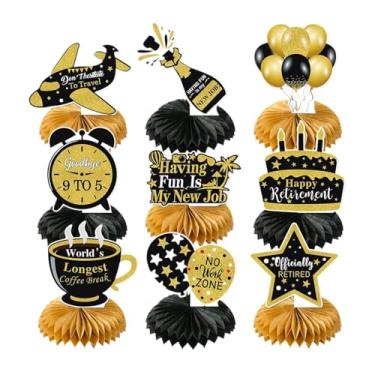 Imagem de Sclmgo 9 Decorações para Festas de Aposentadoria, Centro de Mesa em Formato de Favo de Mel Preto E Dourado para Despedidas de Família.