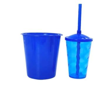 Imagem de 50 Kits Cineminha Balde 1 Litro +copo Twister 400ml Translúcido Art Milly (AZUL ROYAL TRANSLÚCIDO)